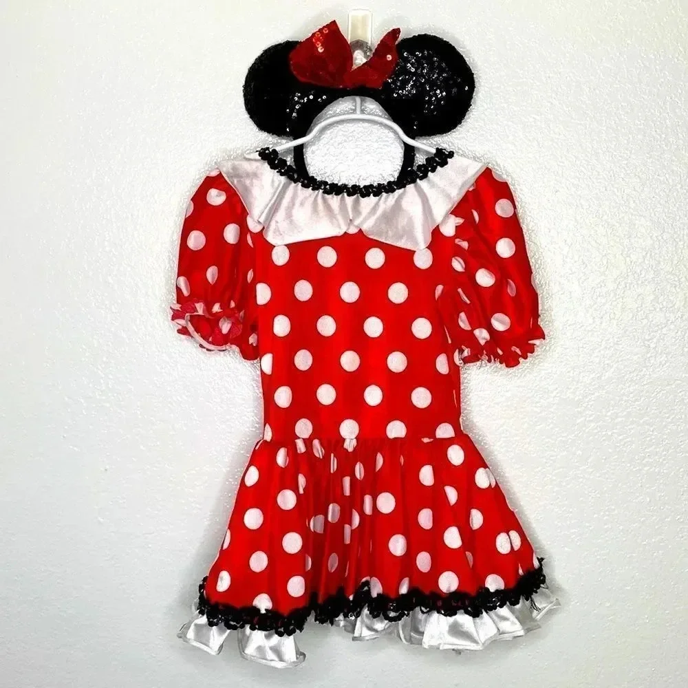 Minnie Mouse Costume Halloween Sequin Ears Estimated Size 5-6 Girls Kids